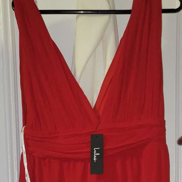 Lulu's Divine Muse Red Wide-Leg Jumpsuit - Picture 2 of 2